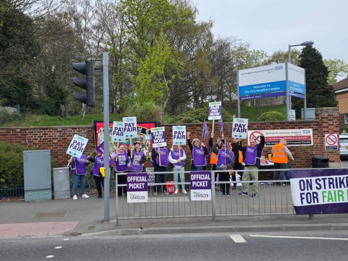 Nottingham Unison members on strike. Photo: Gary Freeman