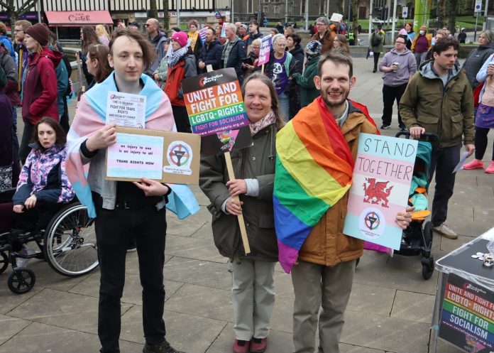 Swansea protest against Supreme Court's trans rights ruling. Photo: Alec Thraves