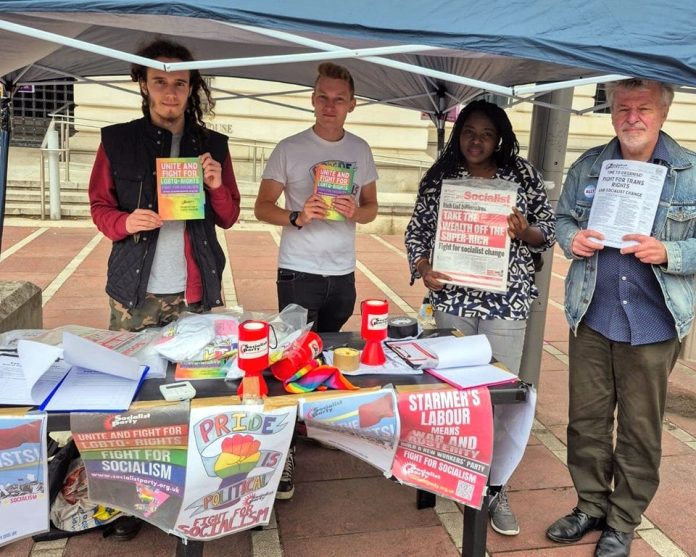 Birmingham Pride Socialist Party members at Birmingham Pride. Photo: Brum SP