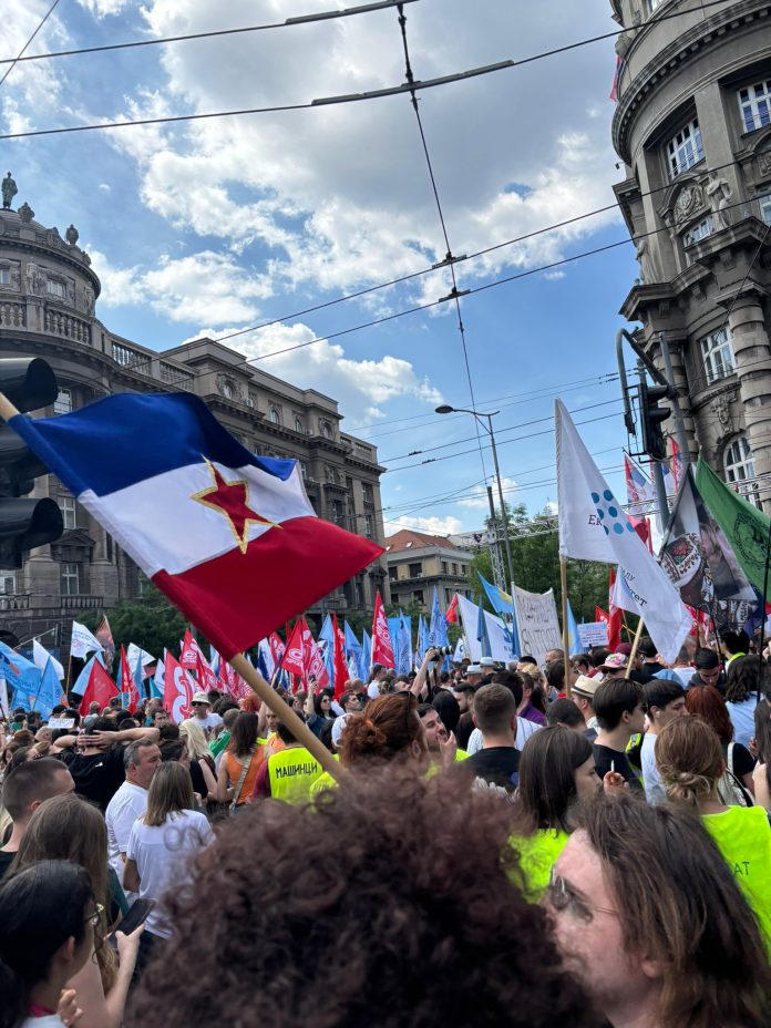 May Day protest in Serbia. Photo: Srdan Radosavljevic