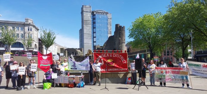 May Day demonstration in Swansea. Photo: Socialist Party Wales