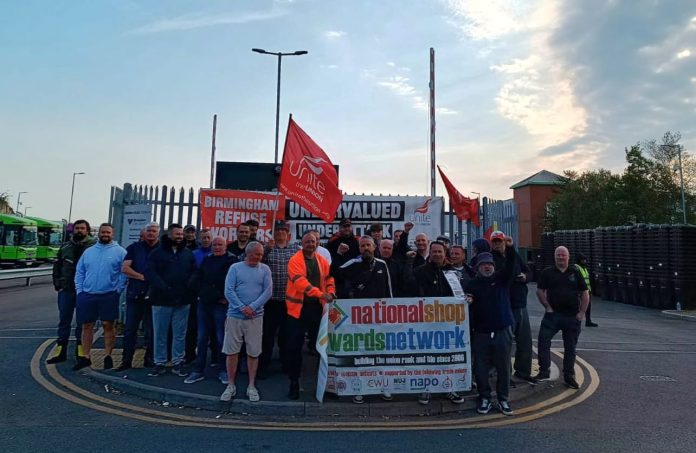 Birmingham bin strike picket line. Photo: Brum SP