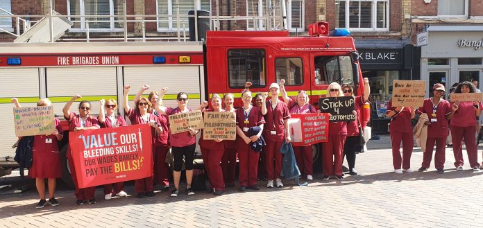 phlebotomists and FBU 1 Photo: Gloucestershire Socialist Party