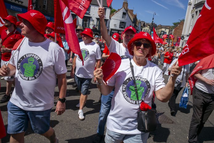 Unite The Union supporting Sheffield bin strikers, at Durham Miners Gala Photo: Paul Mattsson