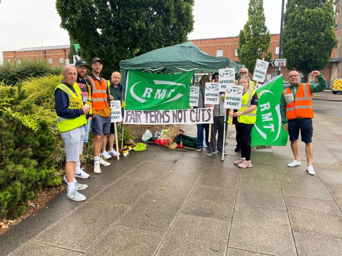 Nuneaton station - Nick Hart RMT strike action in 2022-23. Photo: West Mids SP