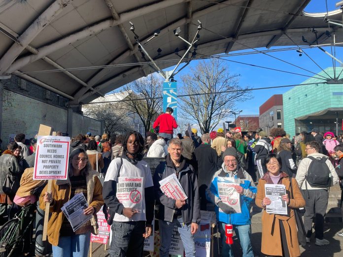 Socialist Party members campaigning against gentrification in Peckham. Photo: Berkay Kartav