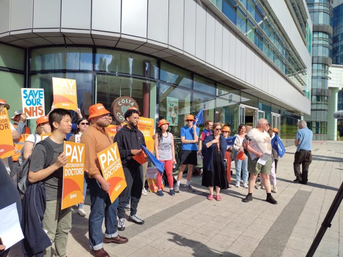 Junior (now resident) doctors on strike in 2024. Photo: Nick Hart
