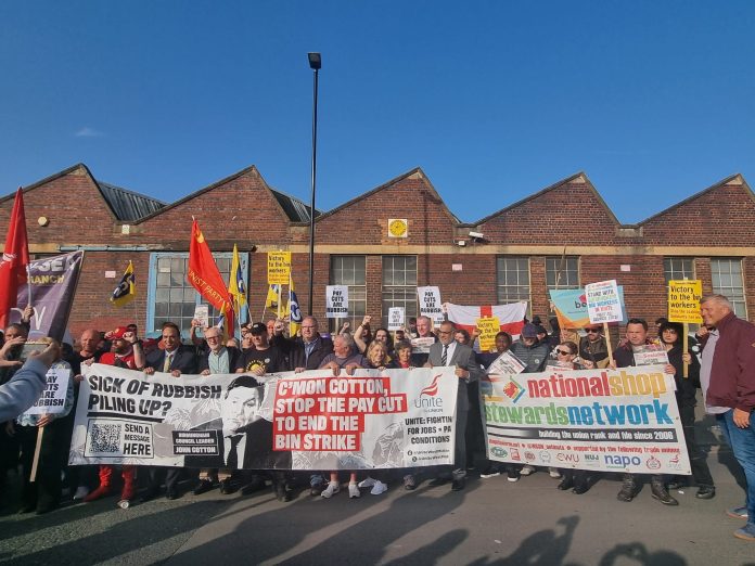 WhatsApp Image 2025-07-25 at 07.51.45 Birmingham Bin strike mega picket joined by Jeremy Corbyn. Photo: Brum SP
