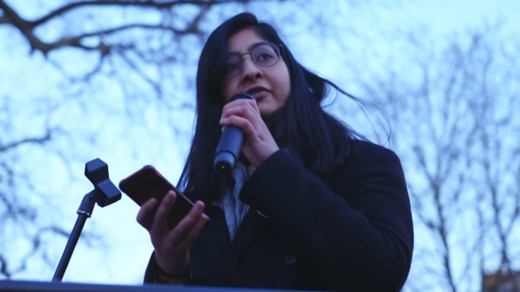 Zarah Sultana speaking in support of the nurses' strike in 2023 Photo: ReelNews/CC