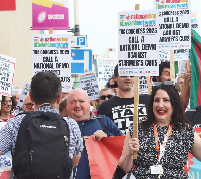 NSSN lobby of TUC photo; Mary Finch