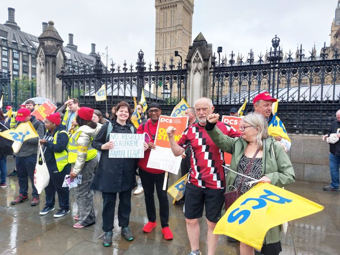 Parliament Sept 2025 PCS members at the Houses of Parliament on strike, September 2025 Photo: Rob Williams