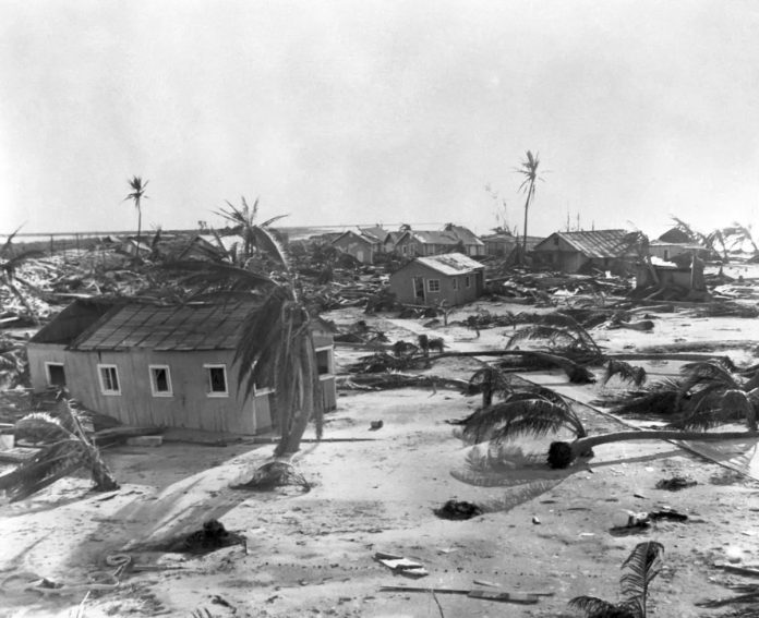 Wreckage and destroyed homes in the Florida Keys after the hurrican. Photo: Public domain