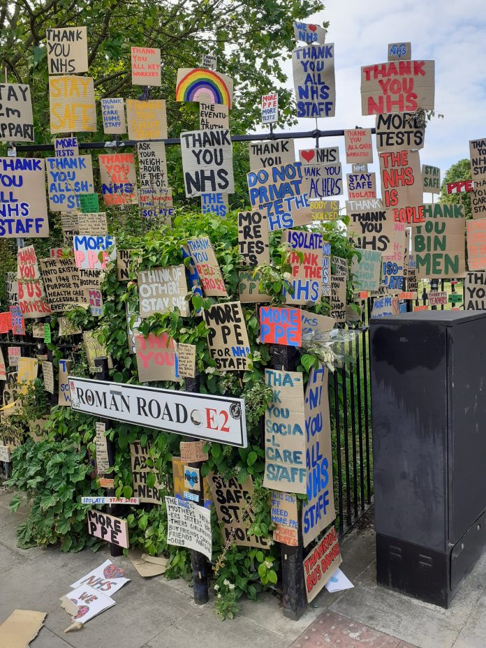 20200517_150718 Signs thanking NHS workers and demanding more PPE and tests