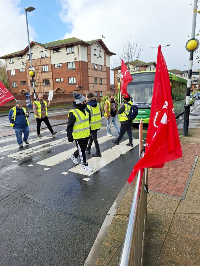 Swansea buses on crossing scaled Swansea bus strike Photo: Alec Thraves