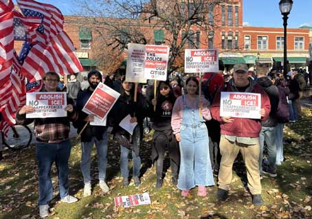 e-paper Independent Socialist Group attending an anti-ICE protest in Waltham, Massachusetts Photo: ISG