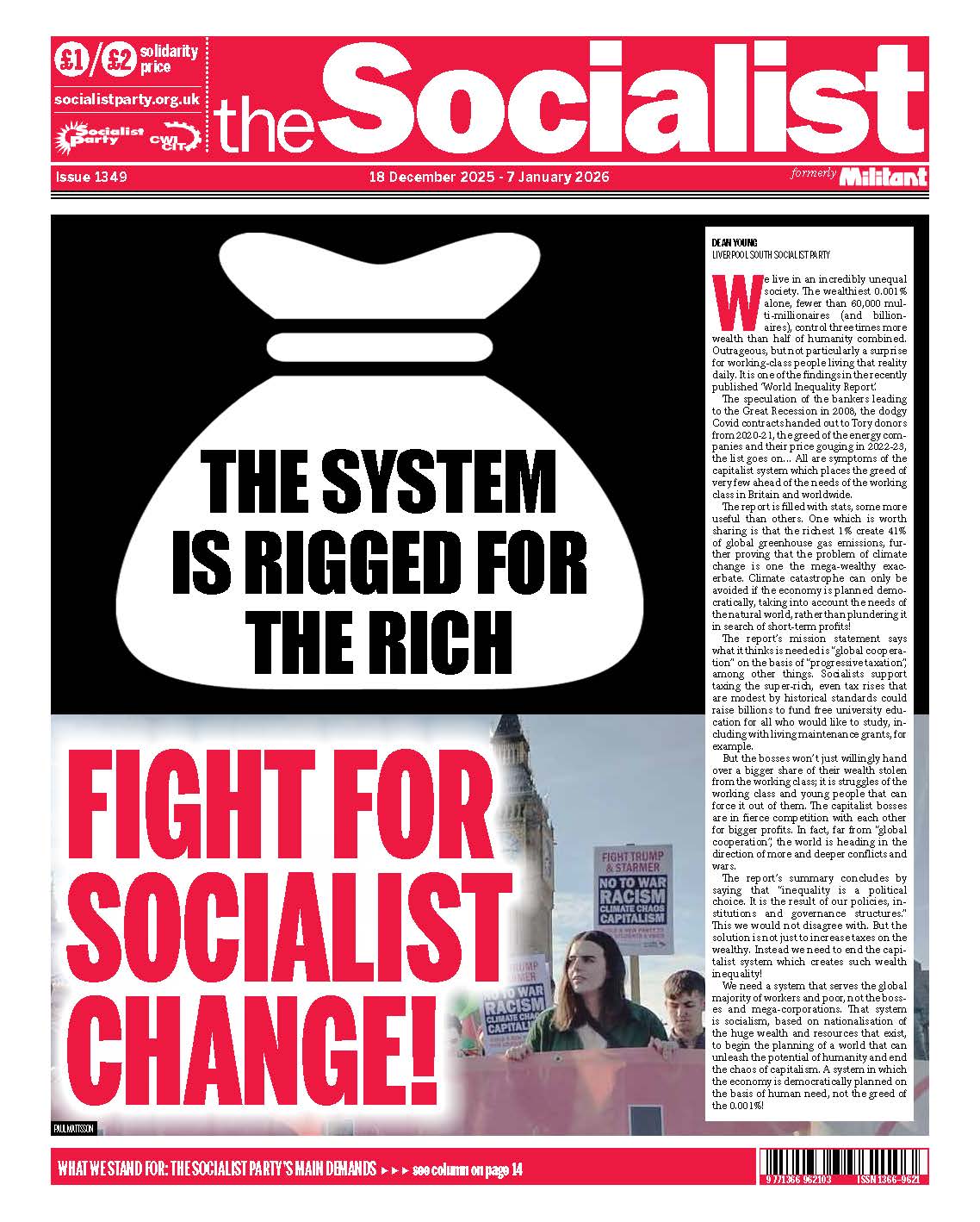 The system is rigged for the rich Fight for socialist change