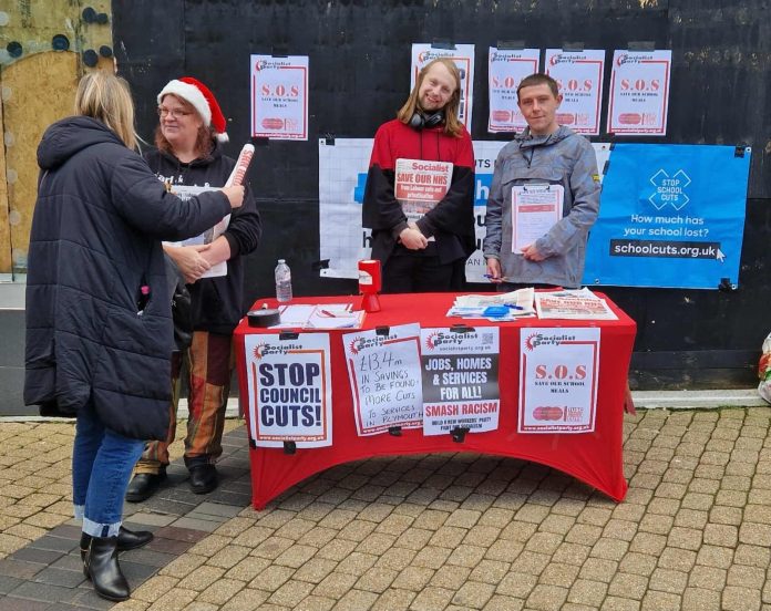 WhatsApp Image 2025-12-13 at 14.53.16 Campaigning against cuts in to CaterEd in Plymouth Photo: Plymouth SP
