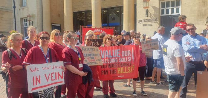 Phlebotomists on strike in Gloucestershire Photo: Chris Moore