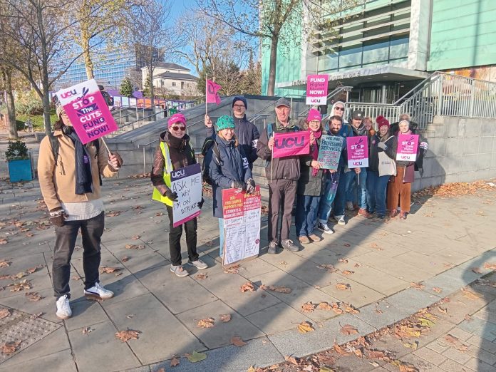 Sheffield 4 Sheffield UCU members on strike before Christmas Photo: Sheffield SP