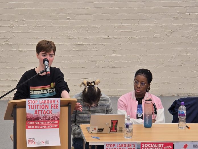 Conor ON 3 Hannah speaking at Socialist Students conference 2025 Photo: Conor O'Neill