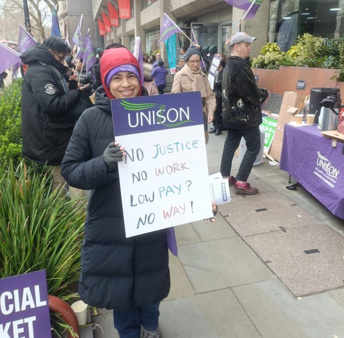 KCL March Unison strikers at Kings Photo: London SP