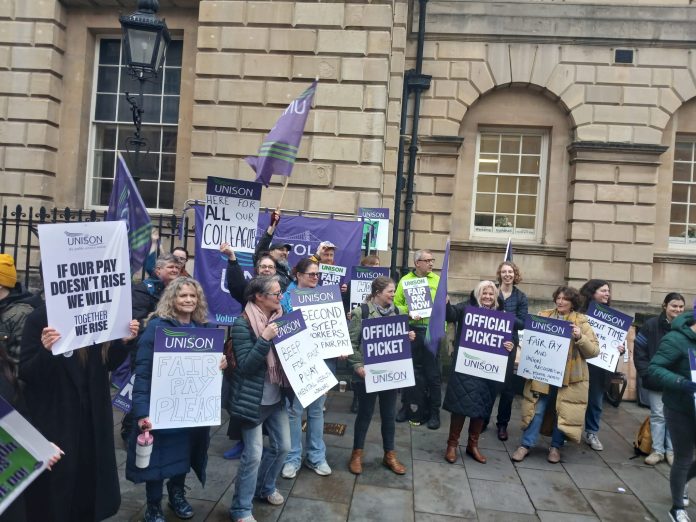 Somerset Somerset Unison protest against fire and rehire Photo: Tom Baldwin