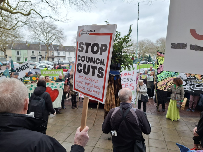 Swansea council cut - Alec Thraves Swansea protest against council cuts and tax rises Photo: Alec Thraves