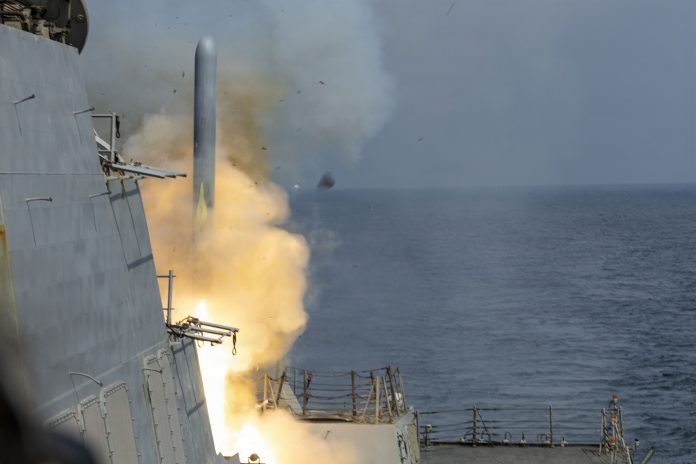 USS Delbert D. Black (DDG 119) Fires a Tomahawk Land Attack Missile An American destroyer firing a Tomahawk missile as part of Operation Epic Fury photo: Public Domain