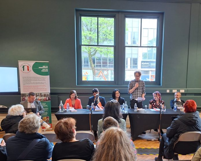 TUSC candidate Ben at the Swansea hustings