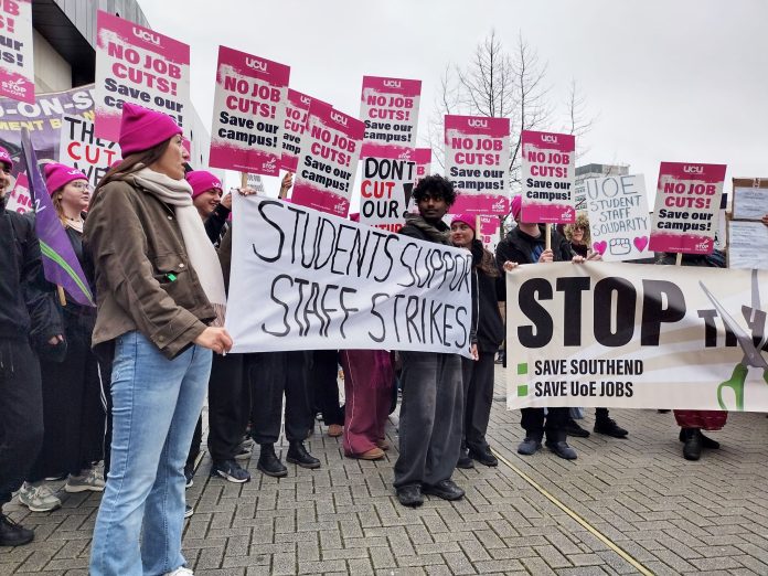 UCU striking against job cuts at Essex uni this year Photo: Dave Murray