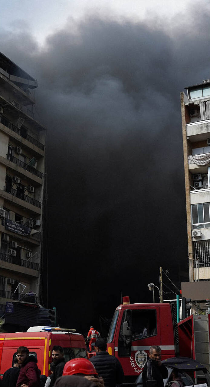 8_April_2026_Isreali_attacks_on_Beirut_(8) Smoke billows in Beirut following Israeli missile strikes in April 2026 Photo: Megaphone/CC