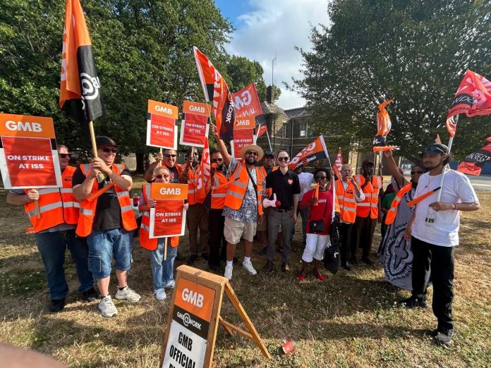 GMB members on strike at Chase Farm Hospital Photo: London GMB