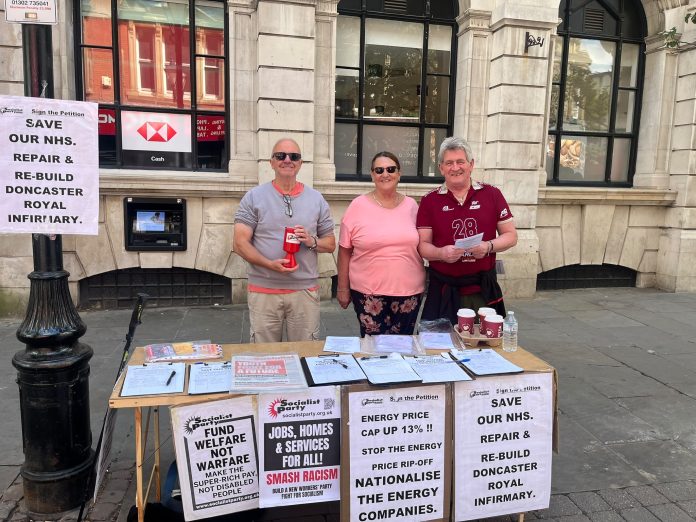 Doncaster Socialist Party stall - Angie Waller