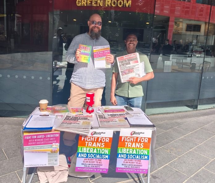 Leicester Pride Socialist Party stall at Leicester Pride Photo: East Mids SP