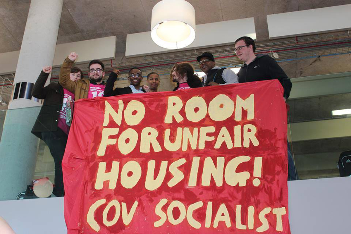 Coventry Socialist Students protesting against sky-high housing costs, credit: Coventry Socialist Students Coventry Socialist Students protesting against sky-high housing costs, credit: Coventry Socialist Students