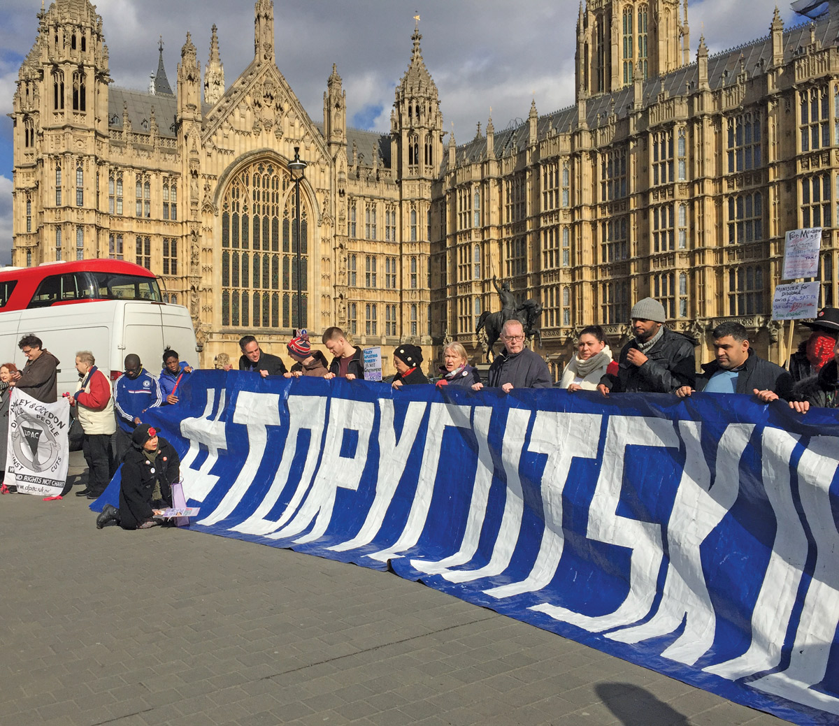Protesting outside parliament against the government's law change to allow more cuts to PIP disability benefits, credit: Paul Callanan (uploaded 08/03/2017) Protesting outside parliament against the government's law change to allow more cuts to PIP disability benefits, credit: Paul Callanan (uploaded 08/03/2017)