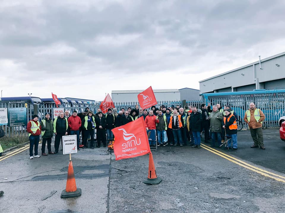 Teesside Arriva bus strike picket line, photo credit: Alan Docherty