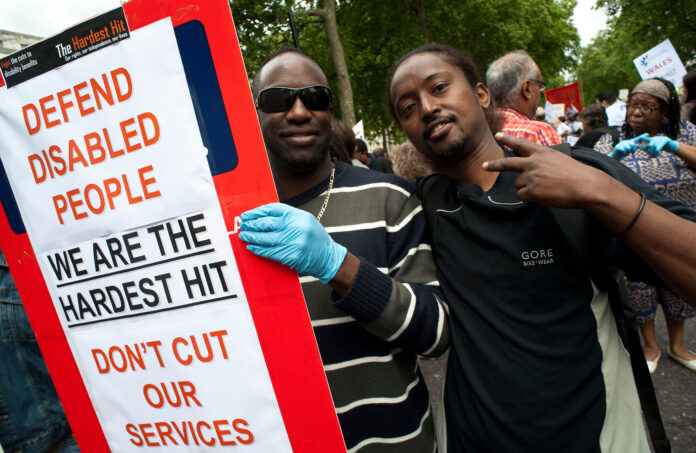 Disabled workers protesting. Photo Paul Mattsson (uploaded 23/04/2021)