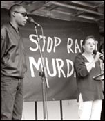 Lois Austin, Youth Against Racism in Europe (YRE) and Panther platform in Welling campaign to drive the racists out after the murder of Stephen Lawrence, credit: R. Newton (uploaded 11/01/2012) Lois Austin, Youth Against Racism in Europe (YRE) and Panther platform in Welling campaign to drive the racists out after the murder of Stephen Lawrence, credit: R. Newton (uploaded 11/01/2012)